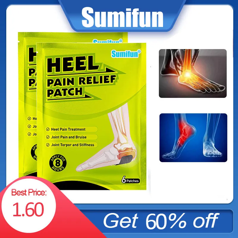 

6pcs Sumifun Heel Spur Pain Relief Patch Plantar Fascia Plaster Rapid Metatarsal Fasciitis Bone Achilles Tendonitis Foot Care