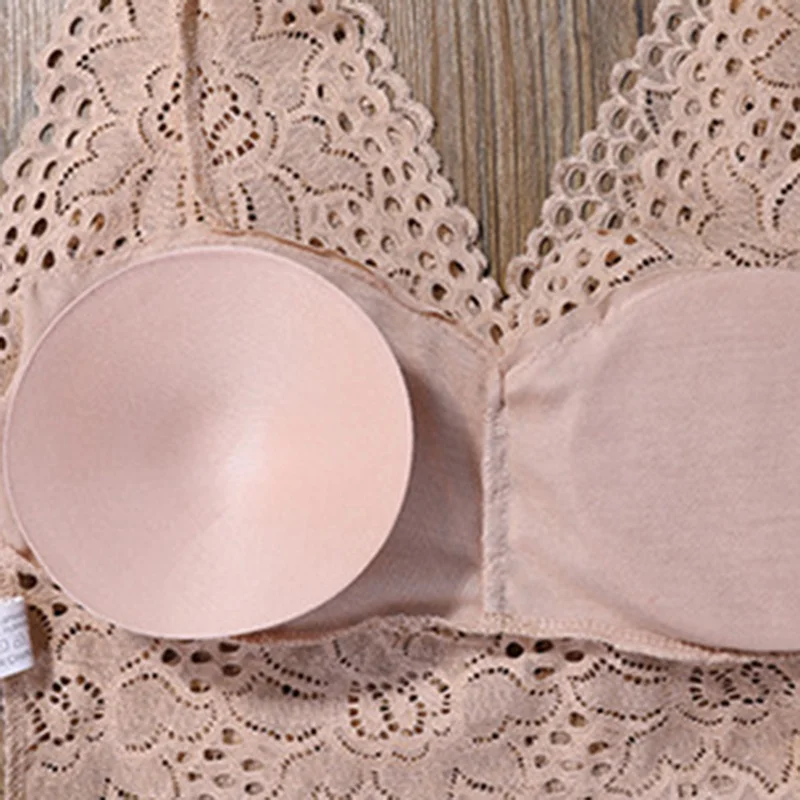 Женский кружевной бюстгальтер с глубоким V-образным вырезом бесшовный мягкий