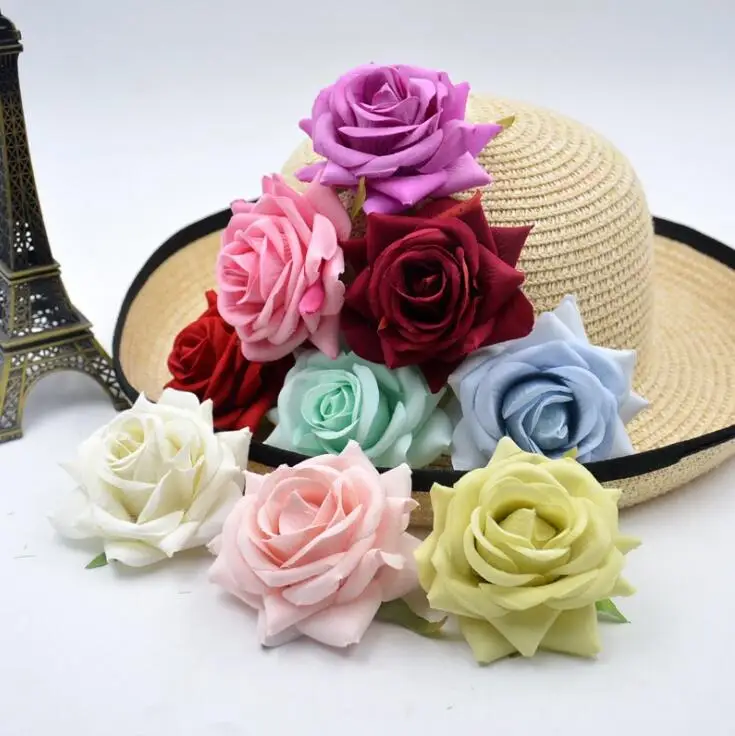 20 штук Большие 8,5 см Искусственные бархатные розы головы цветов шелк DIY шляпа обувь декоративные цветы запястье бутоньерка свадьба.