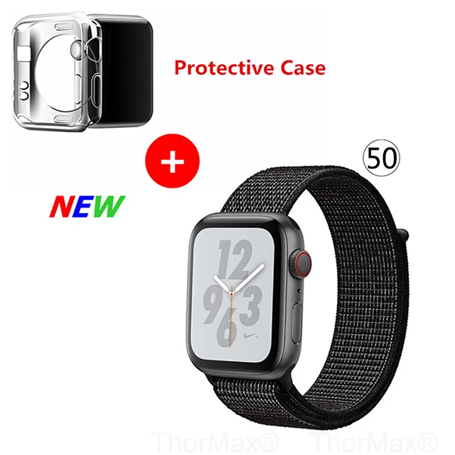 Нейлоновый спортивный бесшовный ремешок для наручных часов iwatch, 4 цвета, в полоску, легкий мягкий сплетенный ремешок для наручных часов Apple Watch 4 серии 3/2/1 38 мм 42 мм 40 мм 44 мм - Цвет ремешка: 50-Flash Black