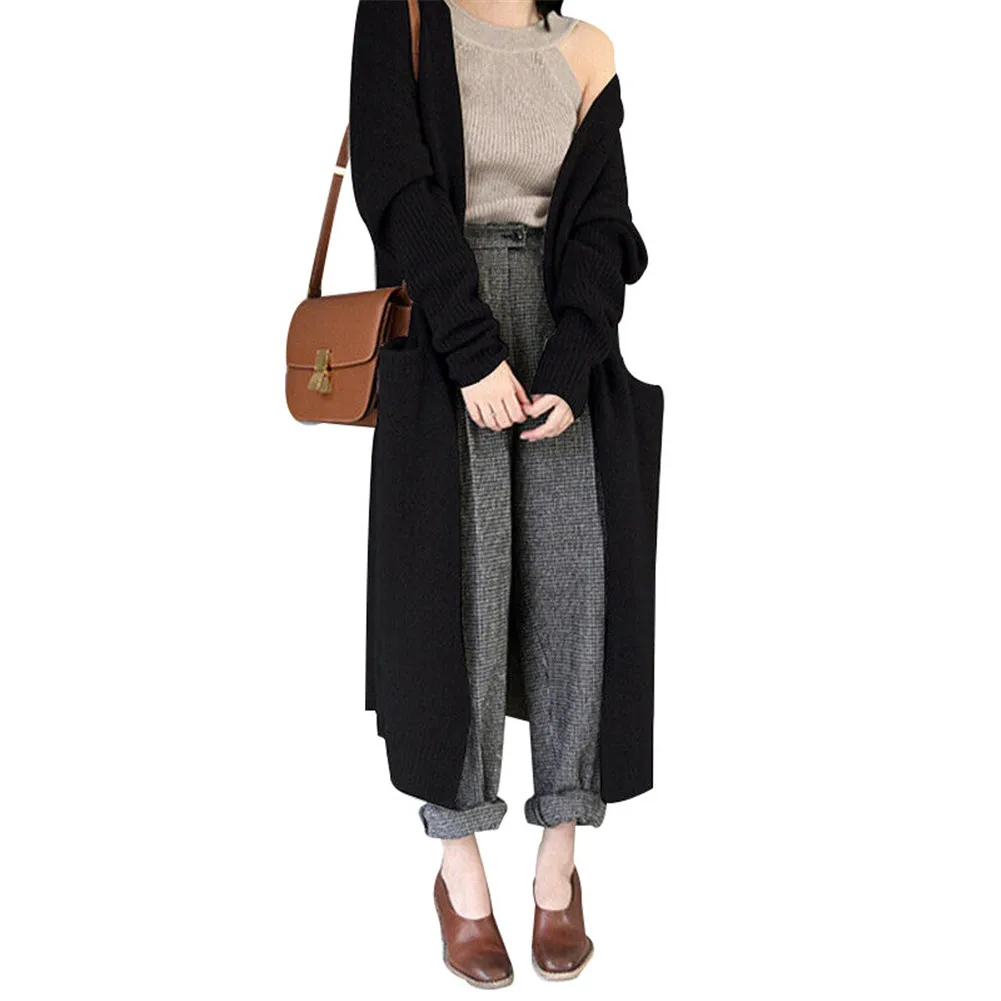 Женский Теплый кардиган с длинным рукавом Свободный вязаный в Корейском стиле