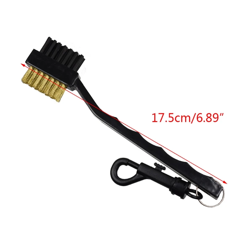 

2 Sided Golf Brush Shoe Plastic Cleaning Tool Brass Wires Bristle Brush with Keyring Snap Clip Golf Club Groove Cleaner
