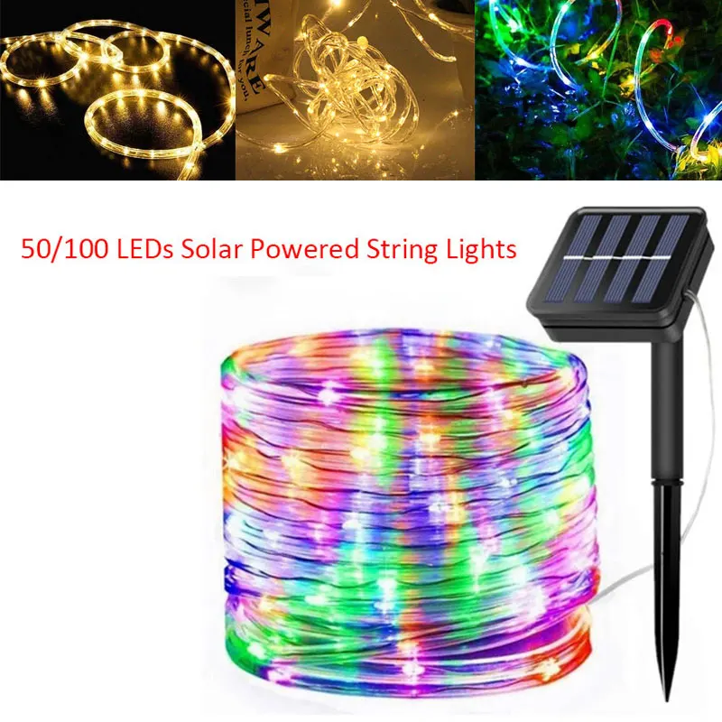 

Outdoor Waterproof 50/100 LEDs Solar Powered Rope Tube String Lights Fairy Lamp Garden Garland For Christmas Yard Decoration