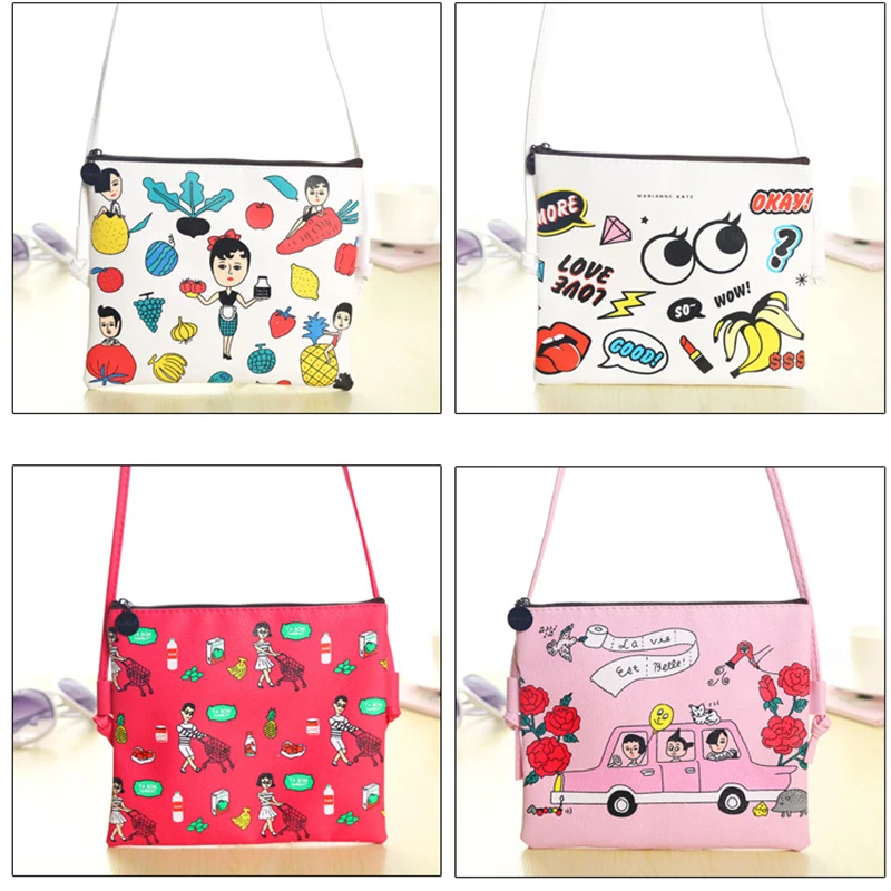 

Cute Cartoon Shoulder Bag PU Fashion Slash Bag Shoulder Storage Package Female Crossbody Messenger Bag