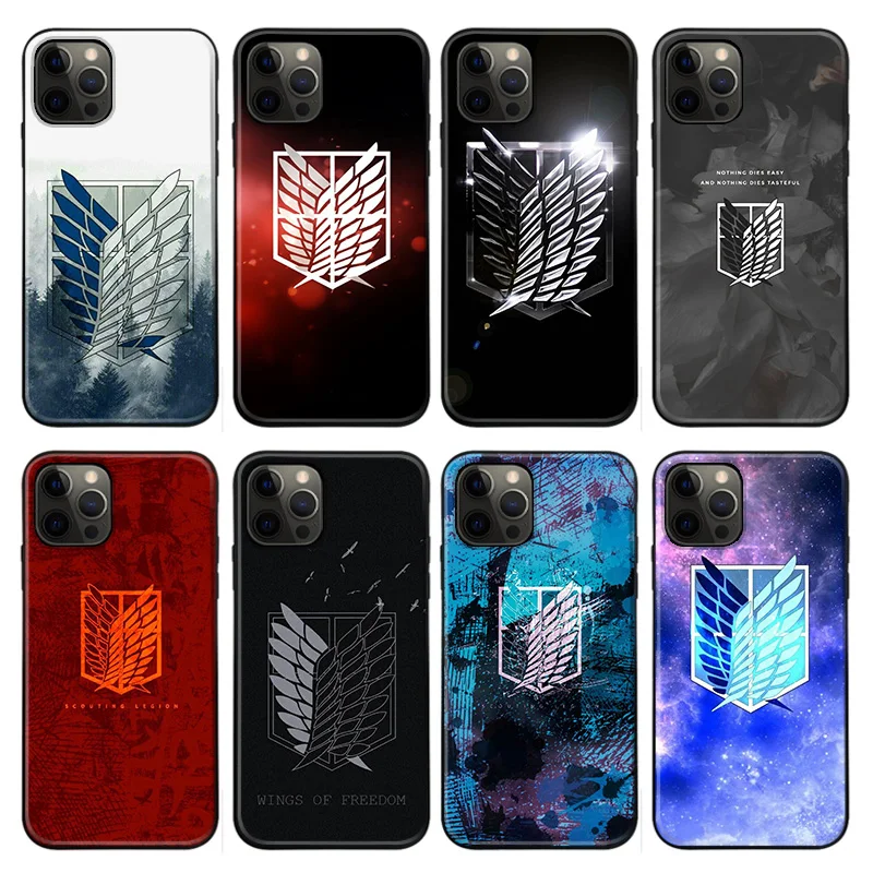 

Anime Attack on Titan Wings of Liberty Black TPU Silicone Soft Phone Case for IPhone 13 11 12 Pro X XR XS MAX 6 7 8 Plus SE 2020