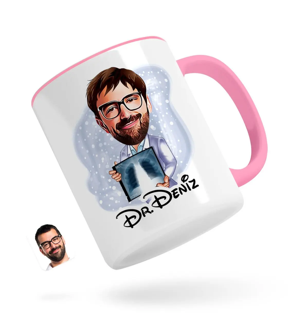 

Персонализированные Для Мужчин 'S Radyolojist карикатура розовый кружка Bardak-1