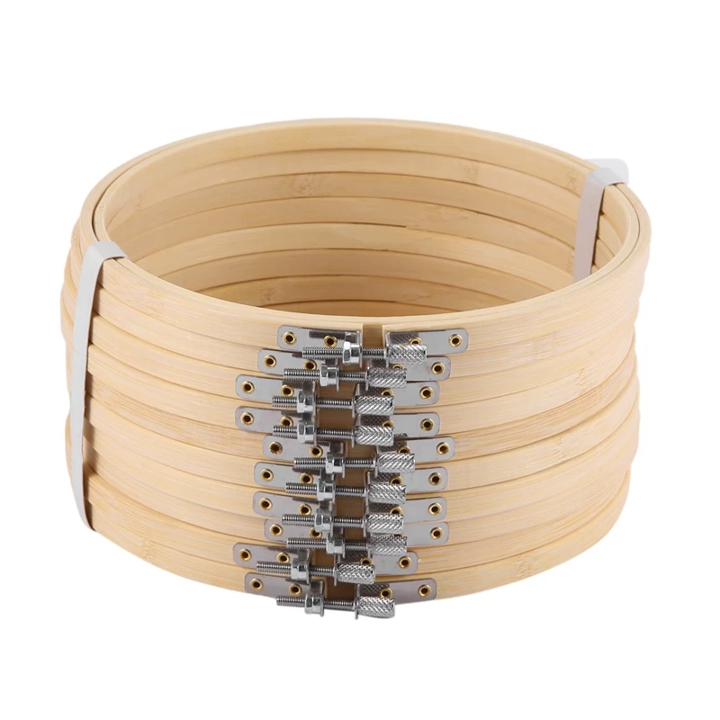 

10 Pieces 6.7inch 17cm Round Wooden Embroidery Hoops Set Bulk Wholesale Adjustable Bamboo Circle Cross Stitch Hoop Ring