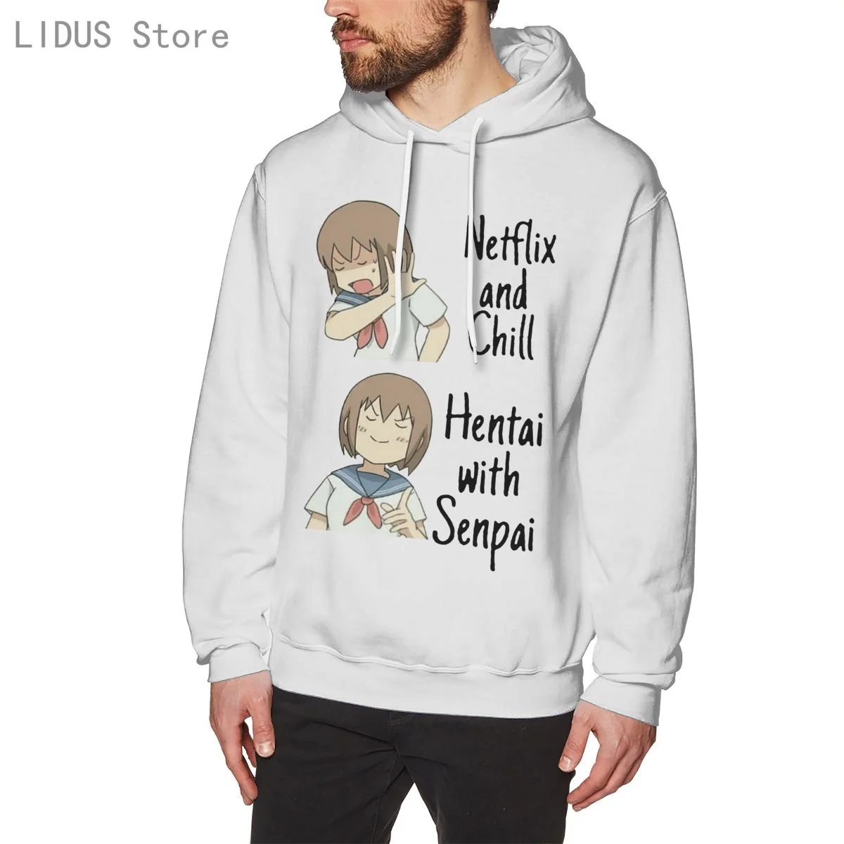 

Anime Netflix And Chill Hentai With Senpai Hoodie Cotton Sweatshirts Comfortable Creativity Streetwear Hoodies