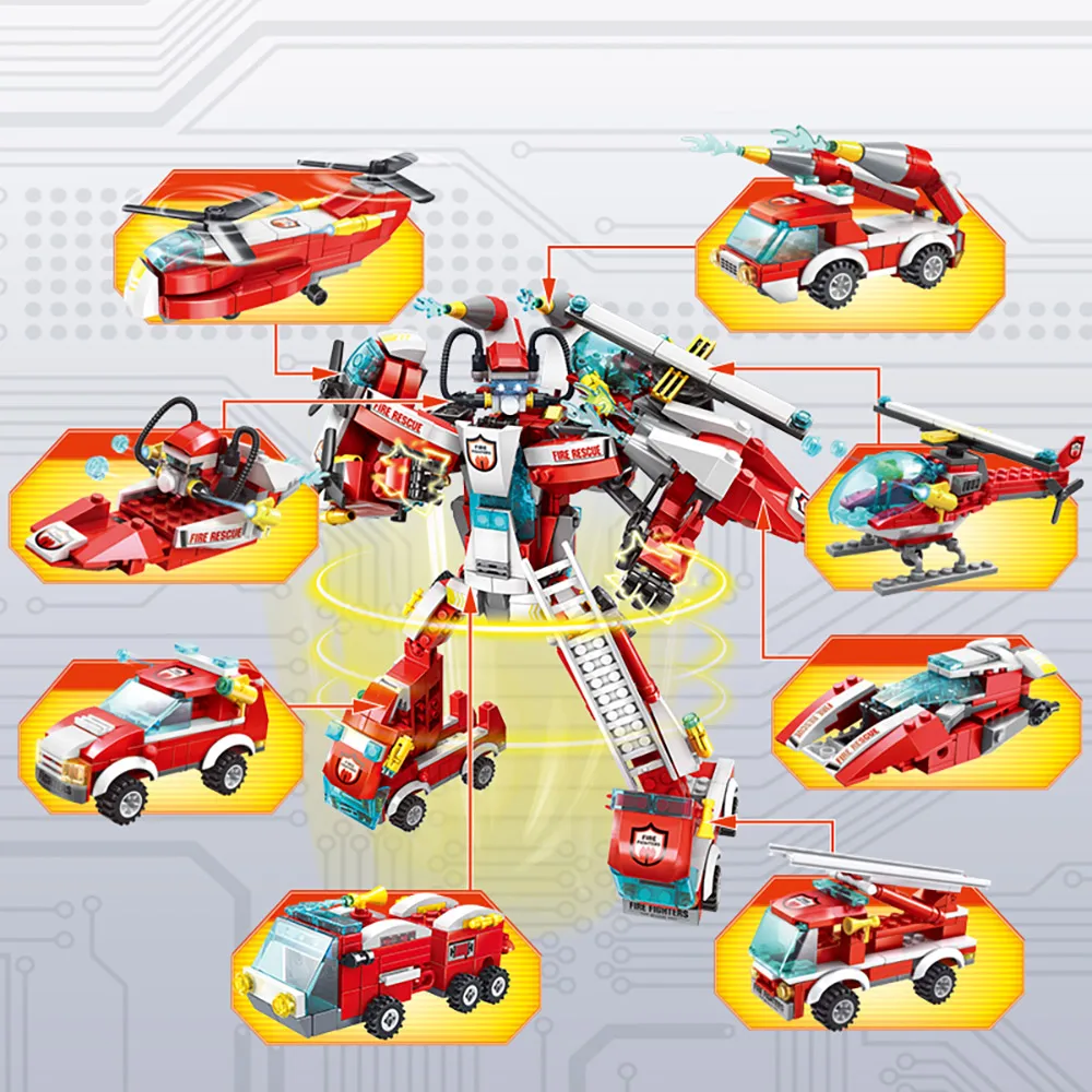 668 шт Робот строительные блоки автомобиль самолет вертолет игрушки мальчик мех