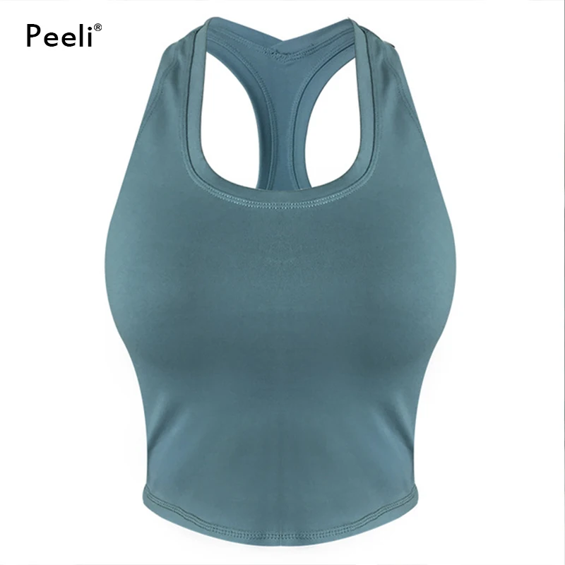 Peeli 2020 Solid Yoga Top Gym Clothes Women Quick Dry Sports Vest Fitness Shirts Breathable Workout Crop Tops Athletic Tank | Спорт и