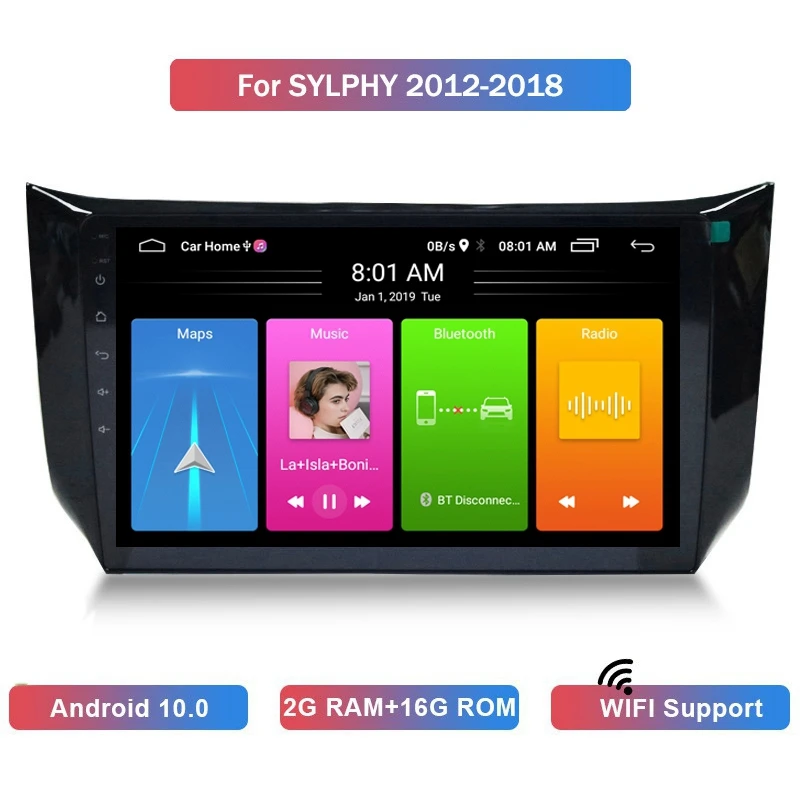 

NEW-9 Inch 2 Din Android 10.0 Car MP5 Player Stereo Radio 2+16GB Wifi Bluetooth GPS Navigation for Nissan Sylphy 2012-2018