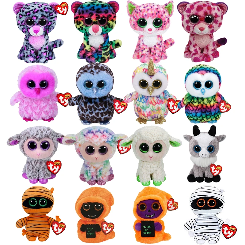 TY Beanie Boos кавайная кукла с большими глазами плюшевая мягкая леопардовая кошка куб