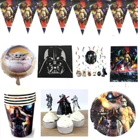 star wars theme swirls happy birthday party napkins plates cups tablecloth flags decorate foil balloons cake toppers 85pcslot