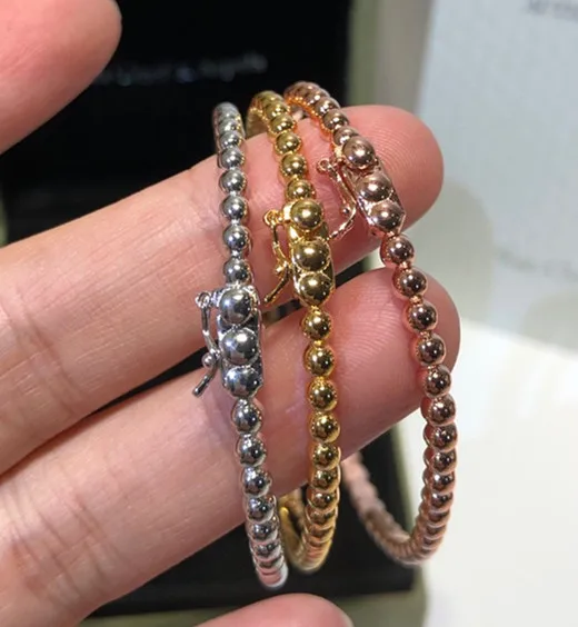 Fashion 925 Sterling Silver party Jewelry small bead bangle bead ball bracelet sign marked letter logo famous brand jewelry