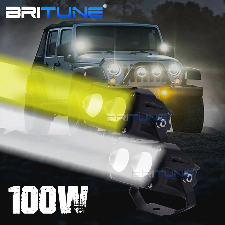 

12V 24V LED Spot Light 100W LED Projector Headlight Off-Road Fog Work Driving Lamp Pods For Car Motorcycle Scooter ATV SUV Truck