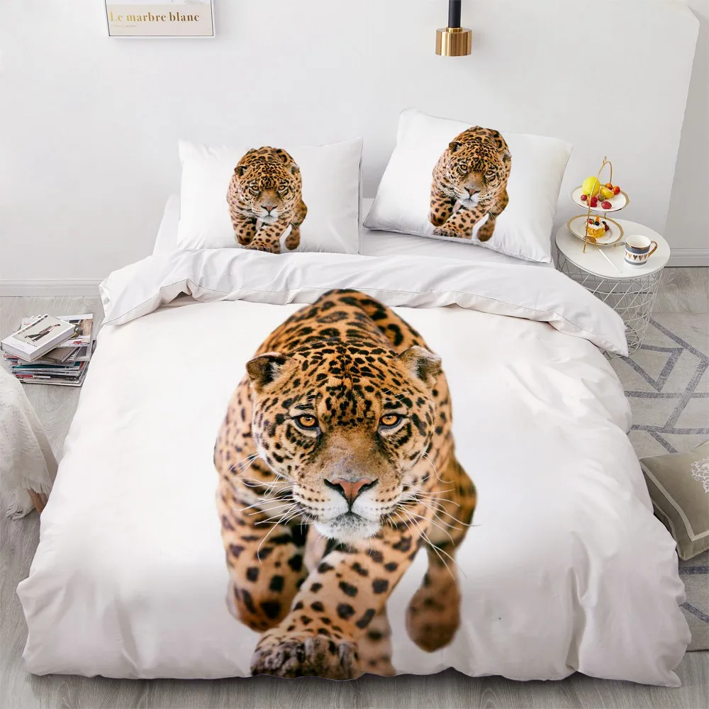 

3D Bedding Sets Leopard Custom Duvet Quilt Cover Set Comforter Bed Linen Pillowcase King Queen Full Size 140*210 Home Texitle