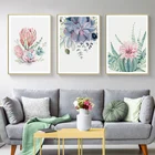 Постеры и принты в скандинавском стиле, картина с тропическими листьями и цветами, суккуленты, ботанические настенные картины на холсте, декор для гостиной