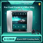 Автомагнитола JUSTNAVI в стиле Tesla для Ford Focus 2, 3, Mk2, Mk3 2004-2011, Android 10,0, мультимедийный проигрыватель Carplay, стерео, BT, No 2din, DVD
