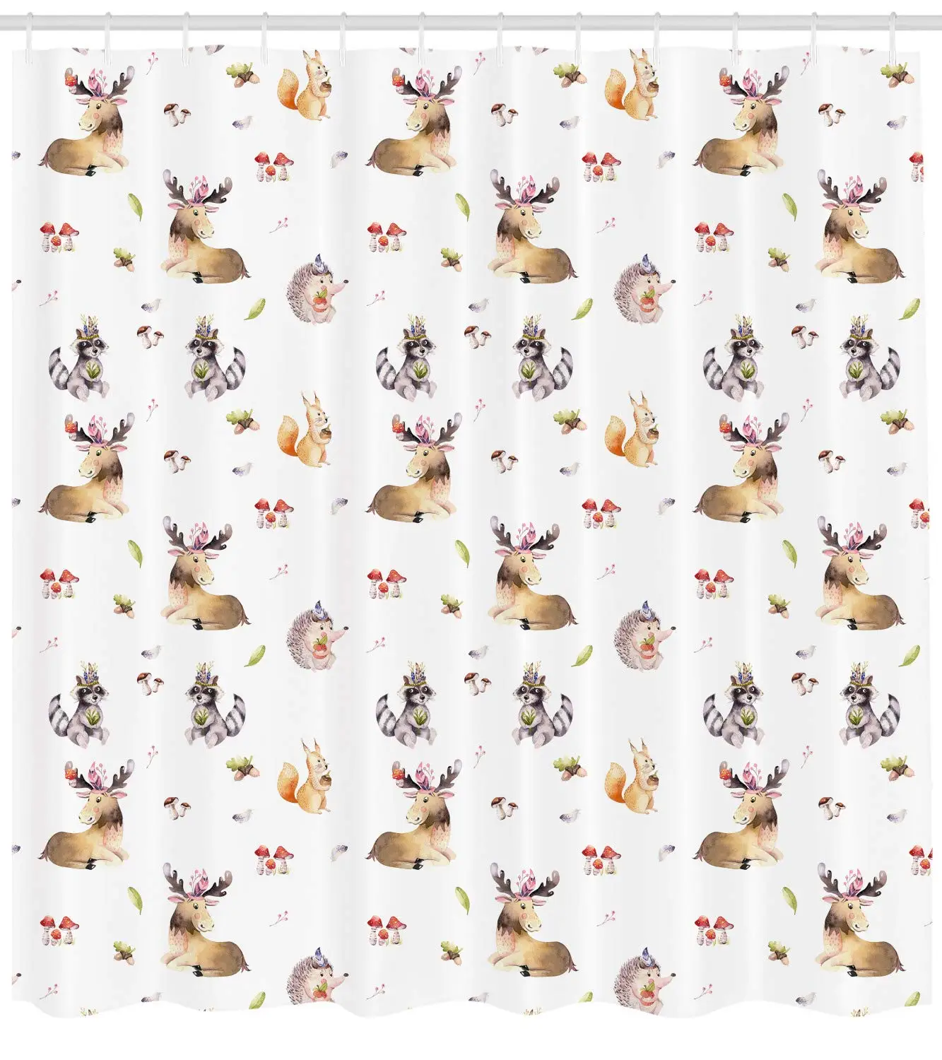 Занавеска для душа с изображением белки из мультфильма ежиком и лося животные