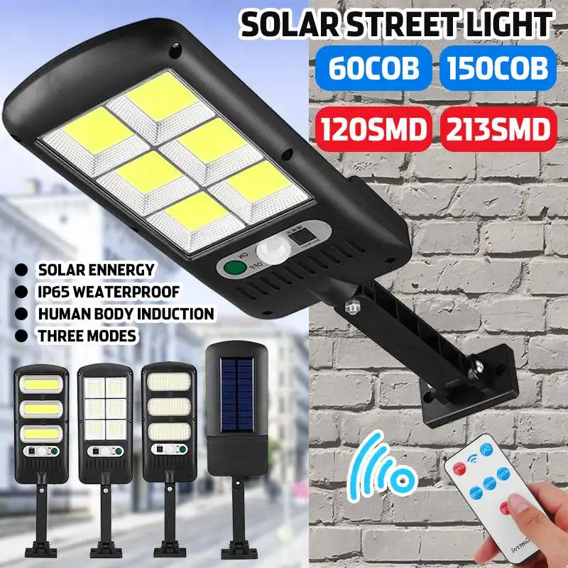 

150COB Solar Radar PIR Motion Sensor Wall Light Outdoor Street Lamp+Remote Control Waterproof Garden Street Wall Street Light