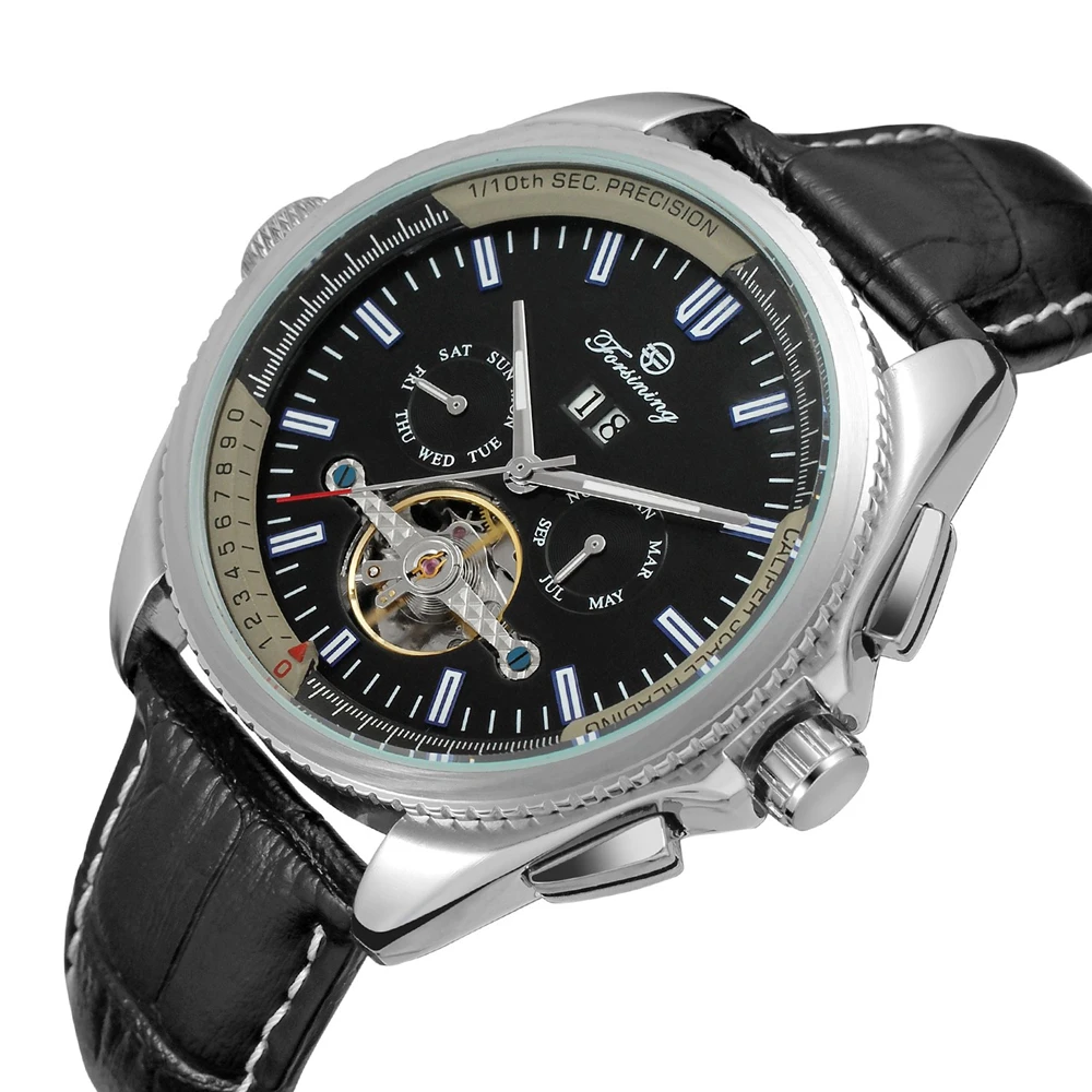 

Новый Топ бренд FORSINING Tourbillon автоматические Michanical часы мужские классические многофункциональные кожаный ремешок Montre Homme