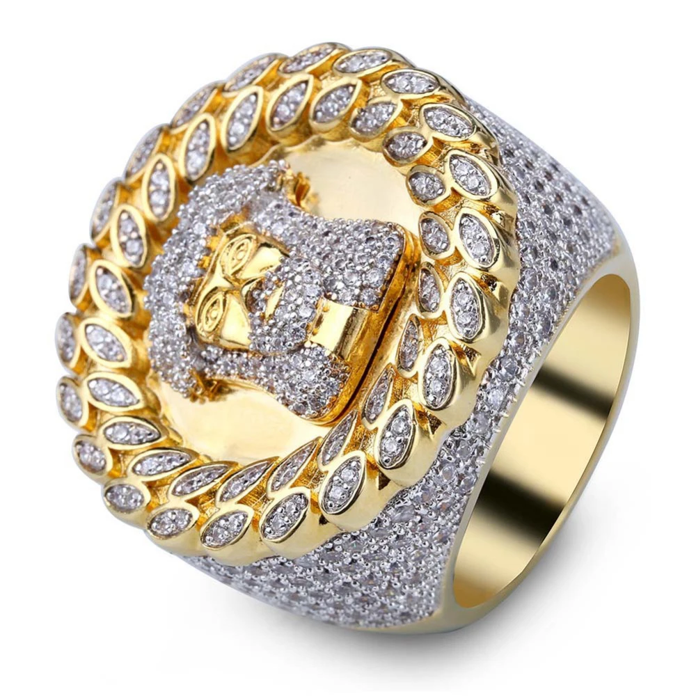 

Новое модное дизайнерское кольцо с подвесками для мужчин и женщин, кольца на палец с микрозакрепкой из циркония класса ААА, позолоченные, с ...