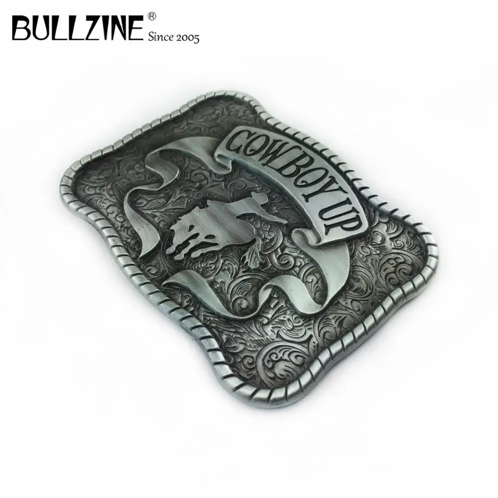 Пряжка для ремня Bullzine Cowboy up с Оловянным покрытием FP-02961 подходит шириной 4 см | Дом