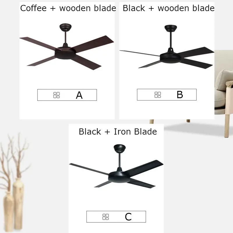 Современный домашний потолочный вентилятор с железными лезвиями пульт