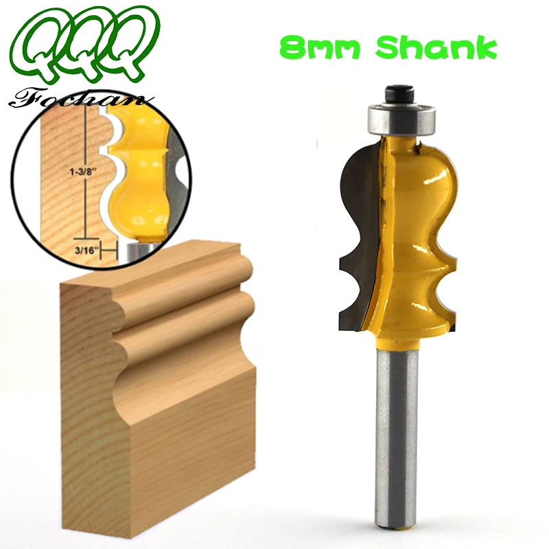 

QQQ 1PC 8mm Shank Casing & Base Molding Router Bit Set CNC Line knife Woodworking cutter Tenon Cutter for Woodworking Tools 4.8