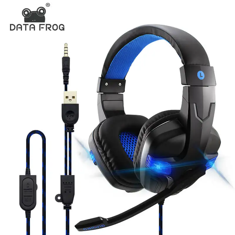 Проводная игровая гарнитура DATA FROG для PS4 ПК стереонаушники с глубокими басами