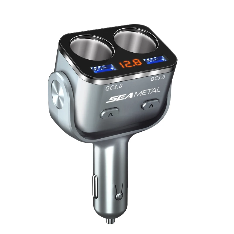 Silver Автомобиль автомобильный прикуриватель зарядное устройство 2USB QC 3,0 Быстрая зарядка Авто прикуриватели Splitter Автомобили Авто салонные аксессуары - Название цвета: Silver