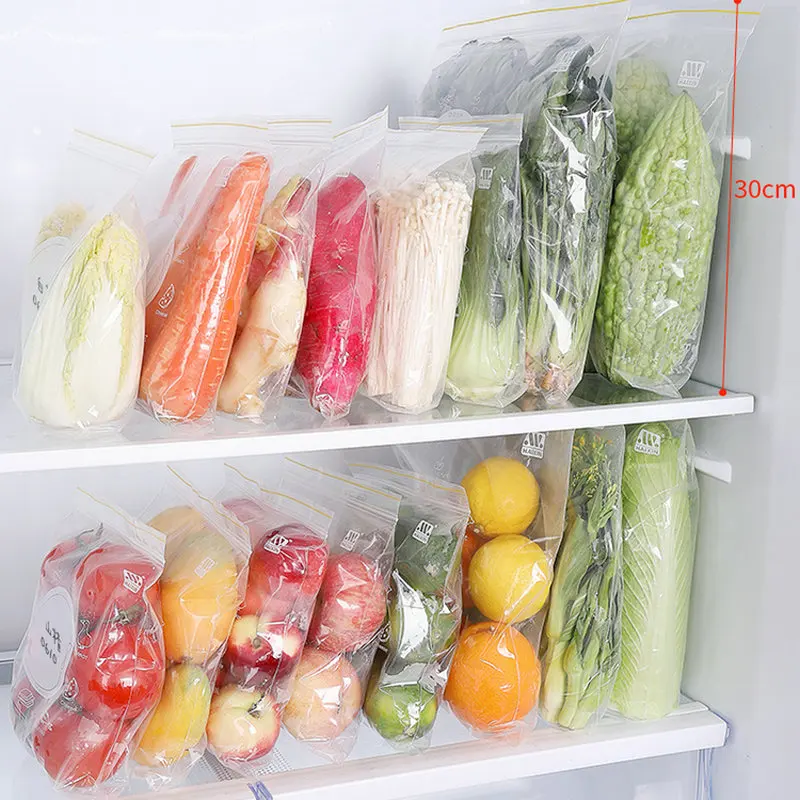 Fridge Organizer Food Bag Reusable Ziplock Bag For Food Packaging Sachet Biscuit Transparent Vegetable Storage Freezer Zip Bag