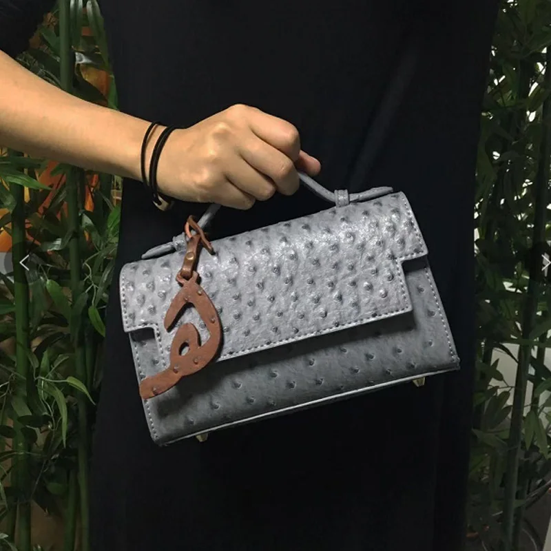 Модная Сумка клатч из кожи страуса новая дизайнерская сумка через плечо