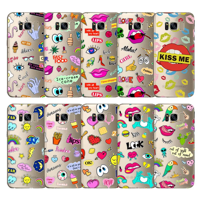 

Phone Case Kiss Love Sun Lipstick Cover For Samsung Galaxy Note 8 9 10 A71 A51 20 S7 S8 S9 S10 S20 S21 FE 5G Ultra Plus