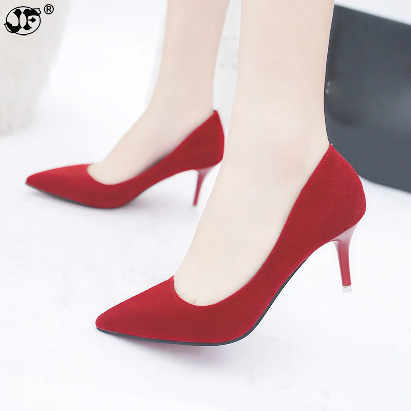 Размера плюс OL Офисные женские туфли из искусственной замши выше колена Женская