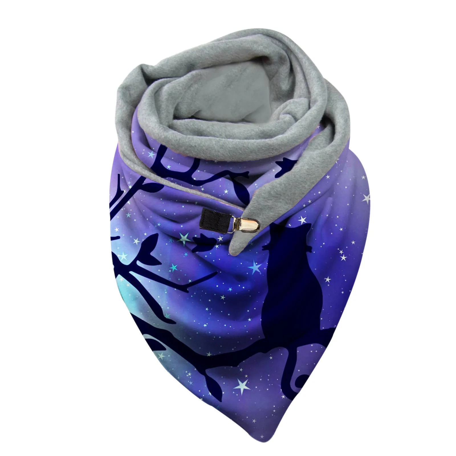 Женский зимний мягкий Шарф на пуговицах с кошачьим принтом повседневные теплые