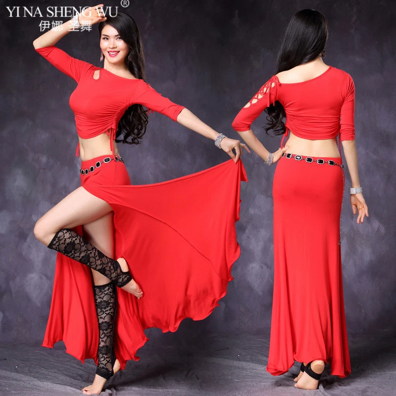 Модальный костюм для танца живота комплект из 2 предметов топ с открытыми плечами