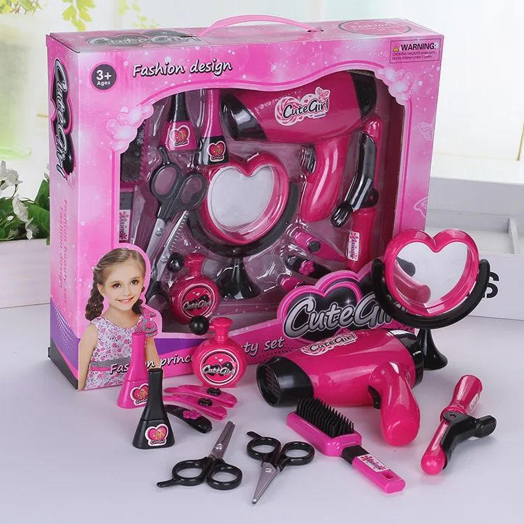 

Kids Makeup Toy Girl Hairdressing Princess Dressing Hairdryer Make Up Set Pretend Play Toys For Girls Hair Dressing Christmas