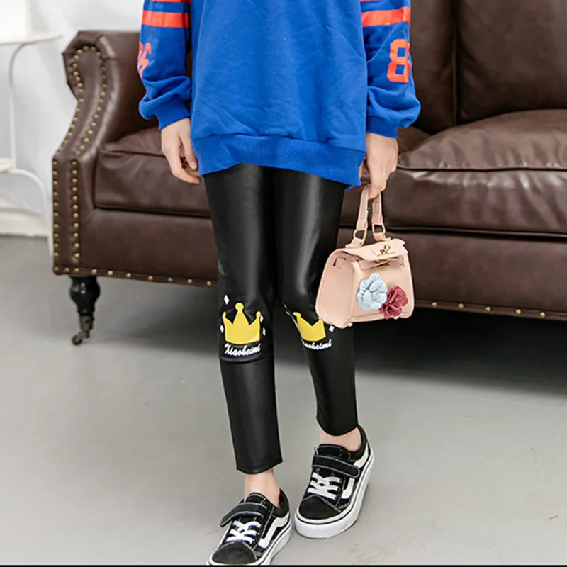Детские осенние леггинсы для девочек Весенние из искусственной кожи Одежда
