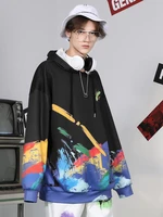 w555 top mens loose fun graffiti printing space cotton hooded sweater couple spring and autumn mens sweatshirts