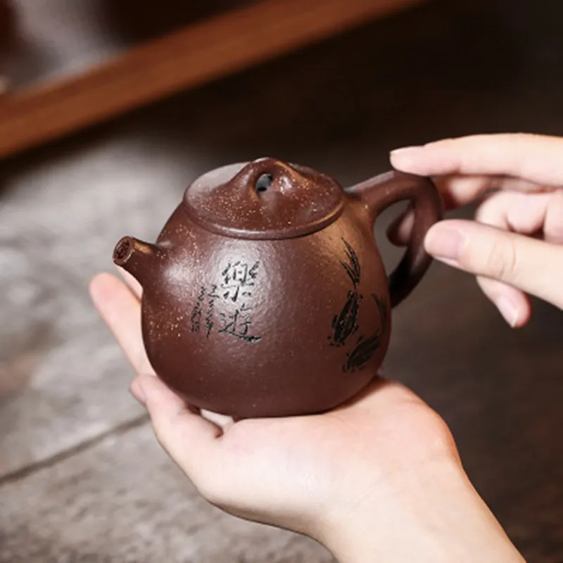 260cc Исин сырой руды грубой фиолетовый песок чайник все ручной работы высокий