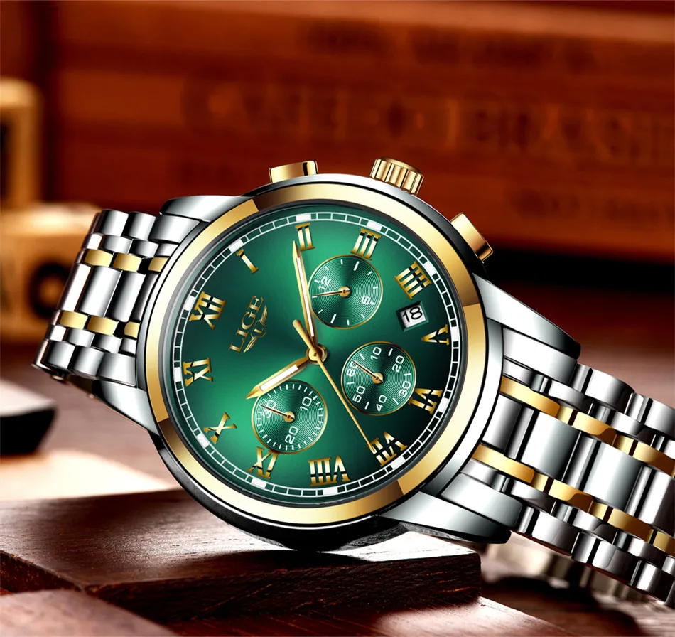 LIGE Men Watch 30m Waterproof Watches Mens Top Brand Luxury Steel Business Wristwatch Chronograph Male Clock Saat relojes hombre