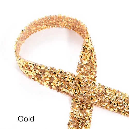 Gold 1 ярд/лот ширина 3 см много цветов стразы окантовка серебряные стразы окантовка пояса стразы Обрезка DIY B3681 - Цвет: Gold