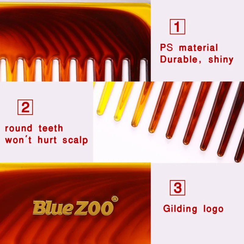 Гребень для бороды янтарного черного цвета Антистатическая карманная Расческа с