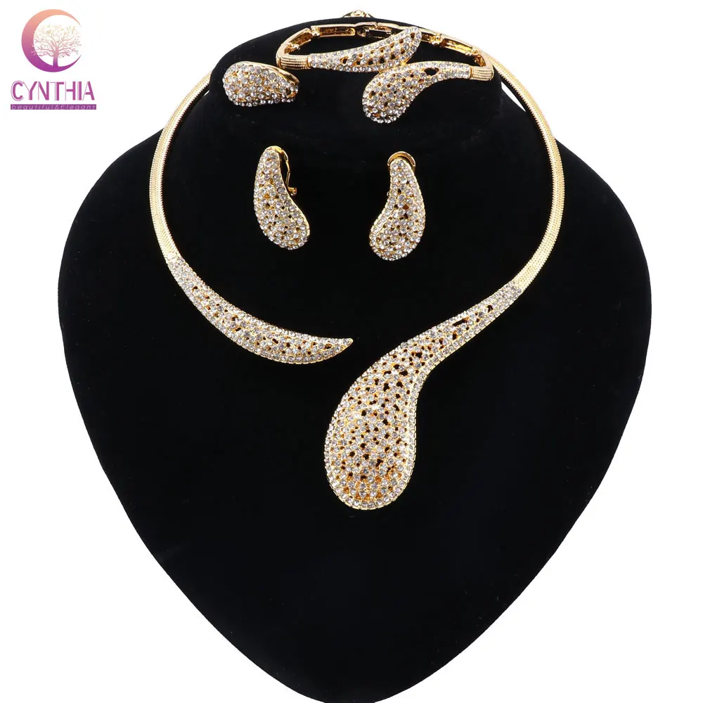 Женский комплект ювелирных изделий CYNTHIA элегантный свадебный золотистого цвета