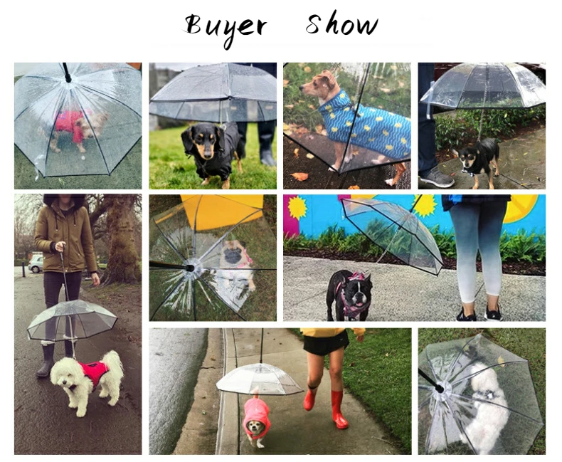 

Creative dog walking rope transparent pet umbrella pet supplies assembly umbrella rainy dog walking traction rope