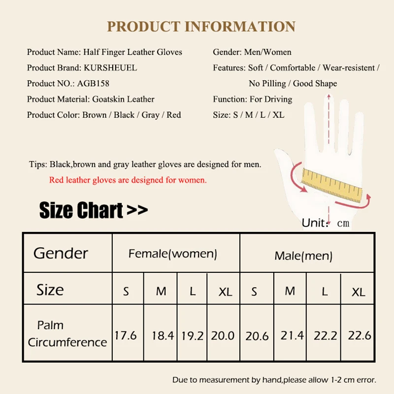 

High Quality Genuine Leather Gloves Men Women Fingerless Leather Driving Gloves Black Male Sheepskin Mittens AGD001