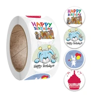happy birthday round stickers paper adhesive labels for festival party decorative envelope seal gift wrap cute sticker