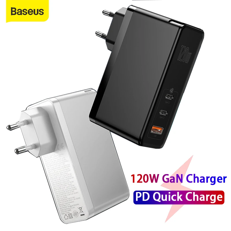 Baseus 120W GaN Charger PD Fast Charging 4.0 QC3.0 Quick Charge USB Type C With 100W Type-C Cable For Laptop Tablet | Мобильные