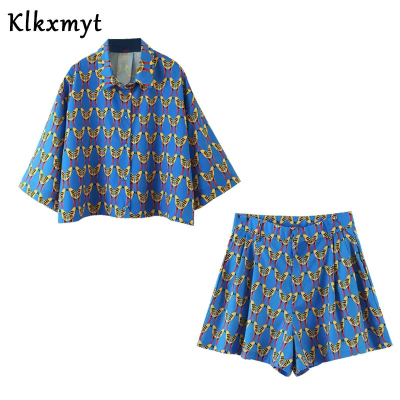 Комплект из двух предметов Klkxmyt Женский Пляжная укороченная блузка с коротким